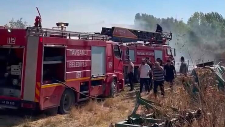 Kütahya’da yangında 400 balya saman kül oldu