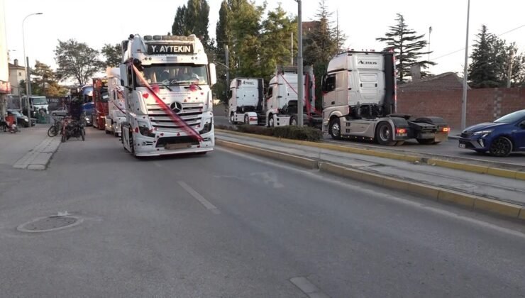 Evlenen yeğenine tır konvoyu sürprizi yaptı