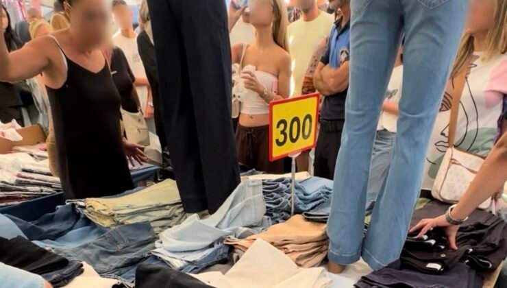 Semt pazarında kot pantolon iadesi gerginliği