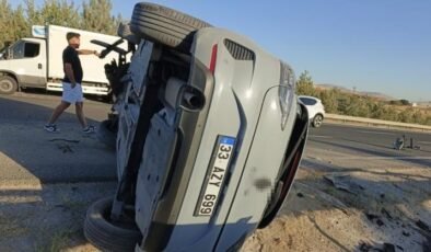 Sivrihisar’da kontrolden çıkan otomobil yan yattı: 1 yaralı