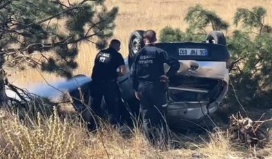 Tavşanlı’da trafik kazasında takla atan otomobilden yara almadan kurtuldu