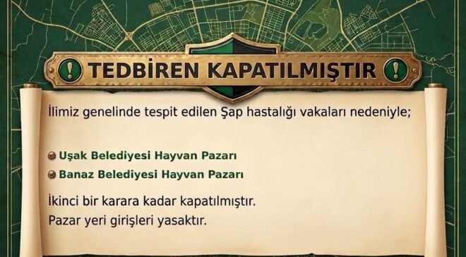 Uşak’ta hayvan pazarları şap hastalığı nedeniyle kapatıldı