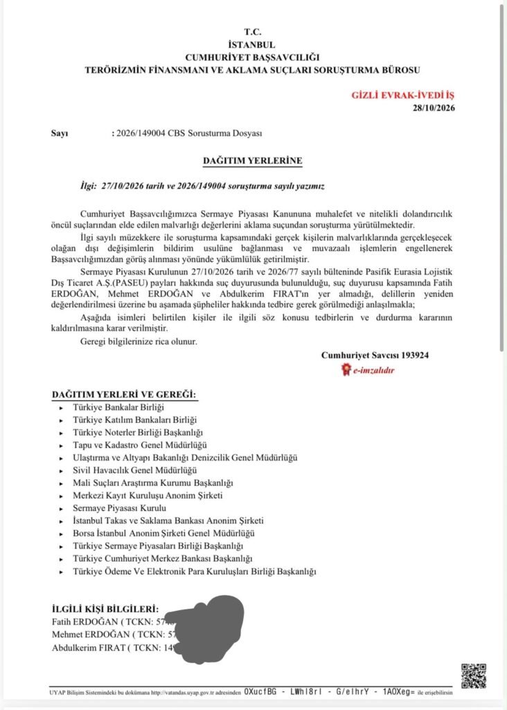 Pasifik Holding’in 3 ortağının SPK’nın suç duyurusunda yer almadığı ortaya çıktı; tedbir kaldırıldı