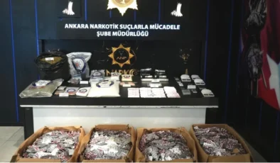 Ankara’da narkotik operasyonunda 614 bin sentetik ecza ele geçirildi