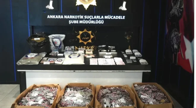 Ankara’da narkotik operasyonunda 614 bin sentetik ecza ele geçirildi