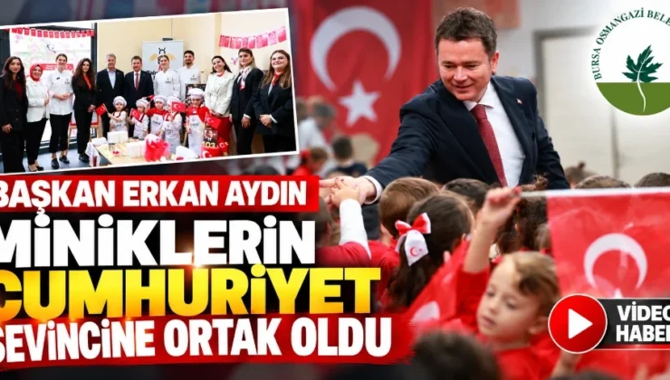 Başkan Erkan Aydın, miniklerin Cumhuriyet sevincine ortak oldu