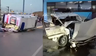 Çorum'da ambulans ile otomobil çarpıştı: 5 yaralı