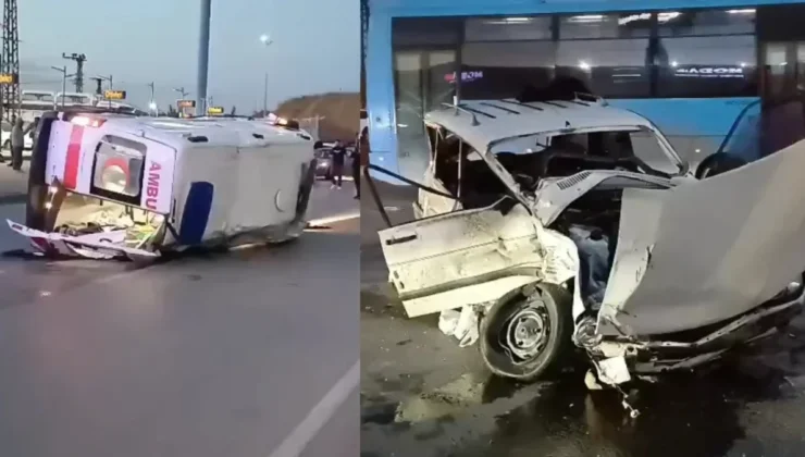 Çorum'da ambulans ile otomobil çarpıştı: 5 yaralı